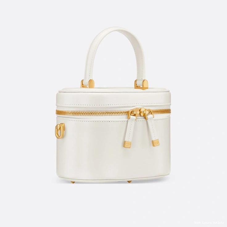 Cheap Calfskin White CD Small Vanity Case Signature Dior 0803 Luxury